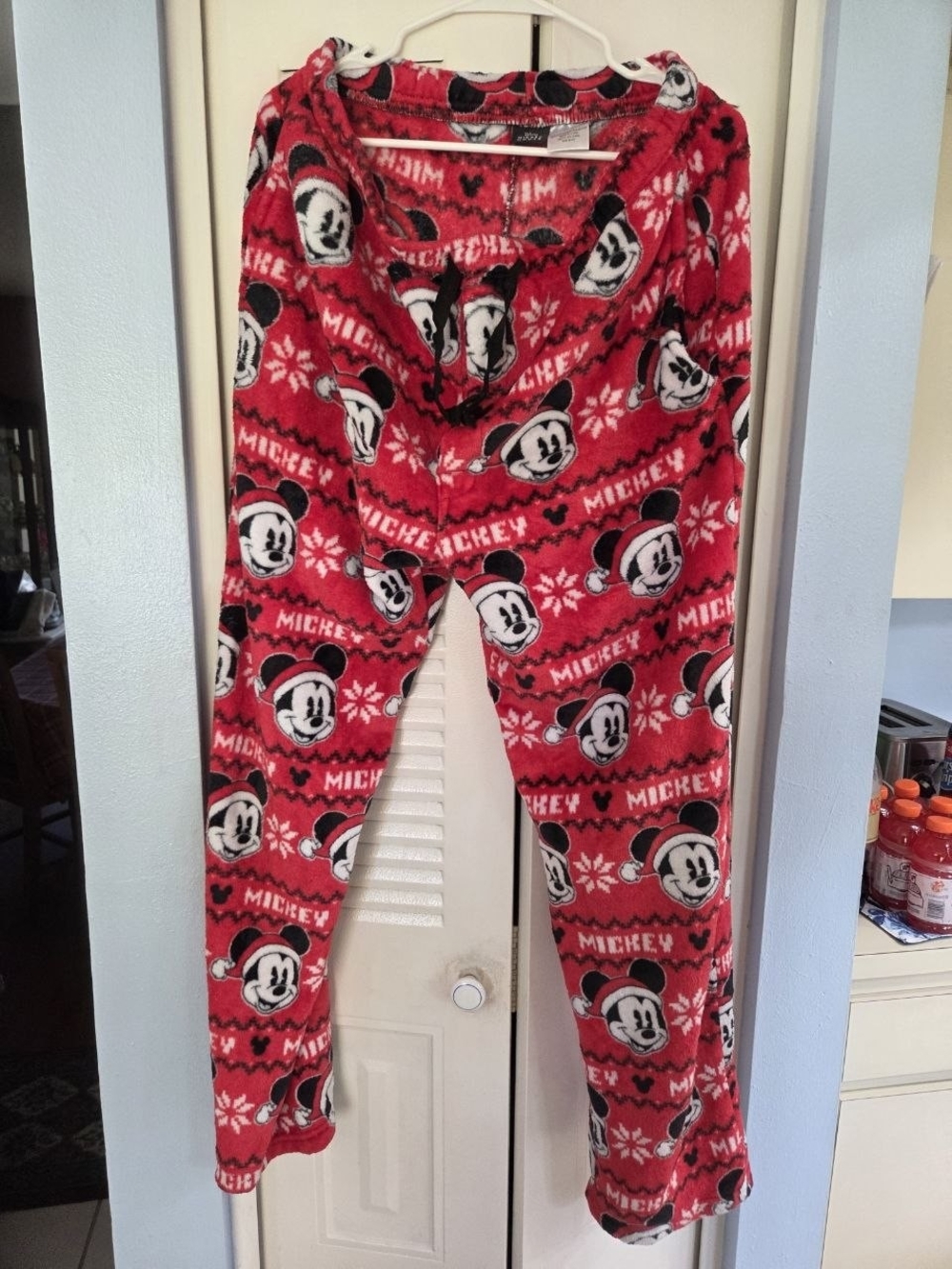 Disney Red Mickey Mouse Mens Fleece Pajama Bottoms